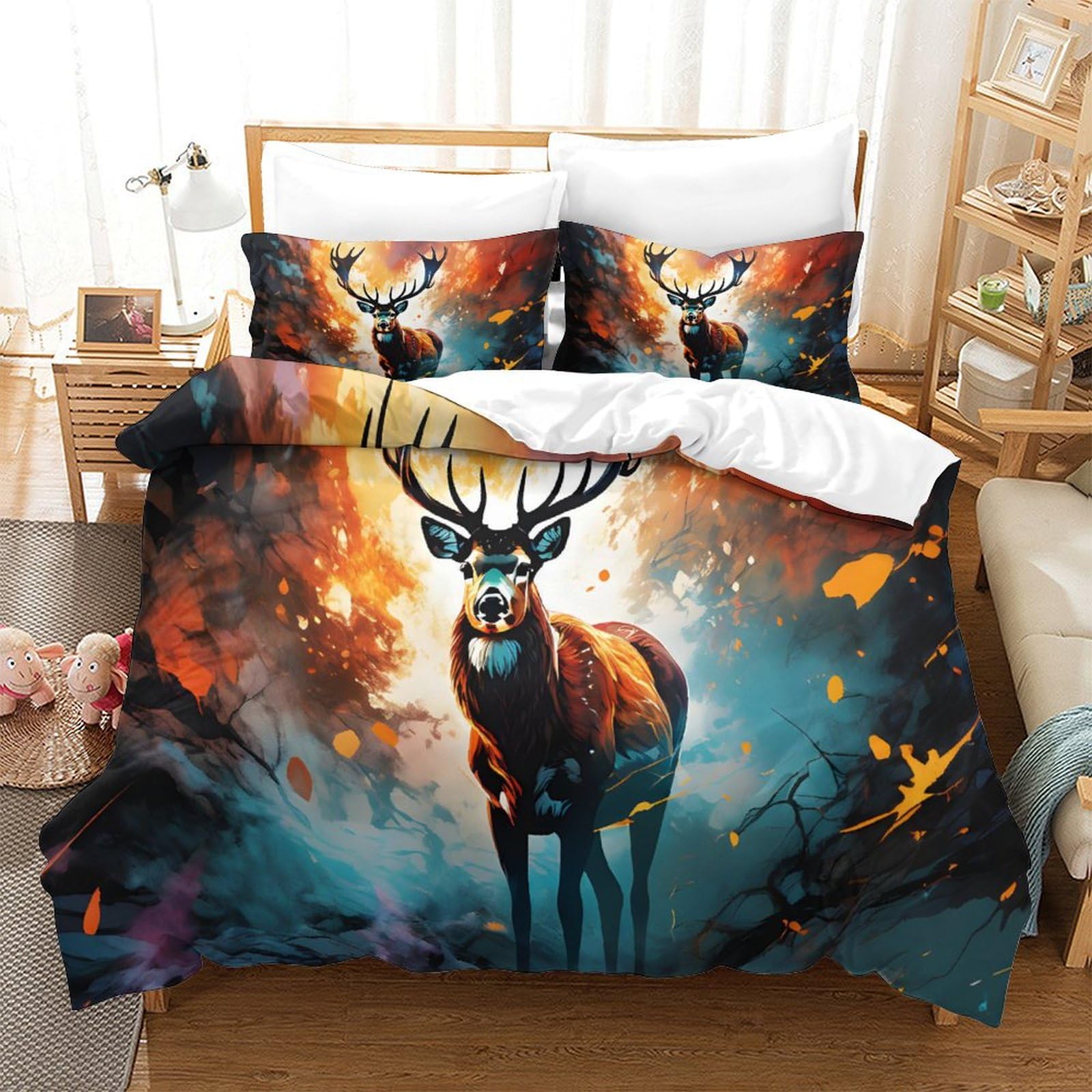 Housses de couettes wapiti 260x220 lit super king anti-plis