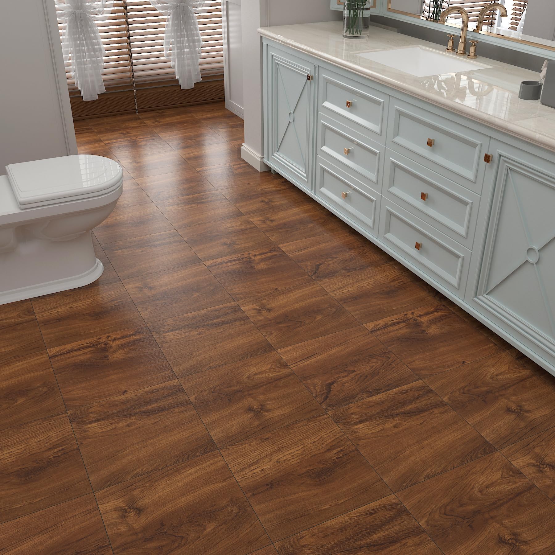 Yenhome 3 Pezzi Pavimento PVC Adesivo Effetto Legno Marrone Soggiorno 30x30cm Piastrelle Adesive Pavimento in PVC Legno Marrone Scuro Camera Da Letto Cucina Resistente All'Usura Impermeabile