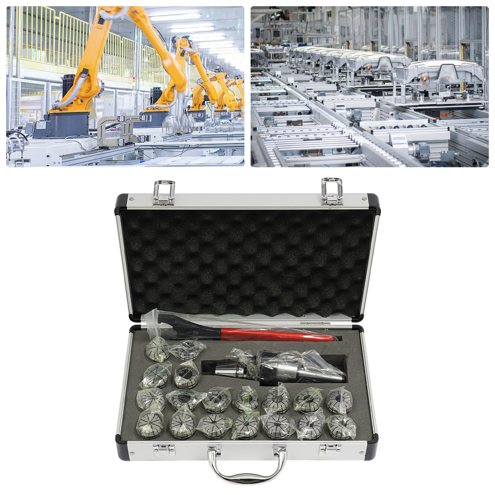 21Tlg Spannzangen Satz, MK2 MT2 ER32 M10 Dedizierte 2-20MM Präzision Dediziert Spanner Spannzangenfutter CNC Werkzeug mit Transportbox für Fräsmaschine Bohrmaschine Drehmaschine CNC Gewindebohren