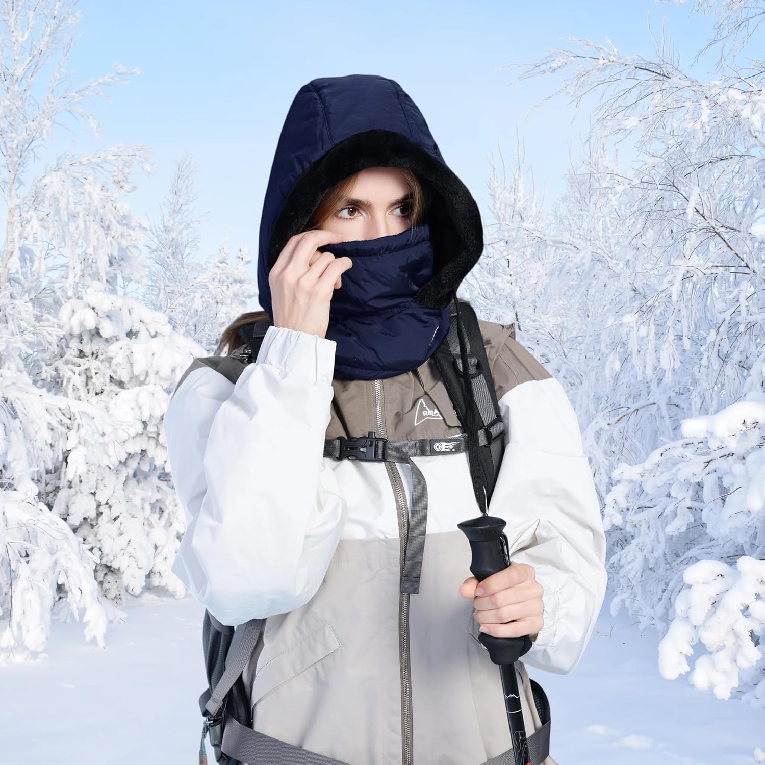 HUAMULAN Unisex Winter One Piece Balaclavas Hat Women Slouchy Fleece Hoodie Face Shield Mask Waterproof Earmuff Ski Snow Hats - Image 4