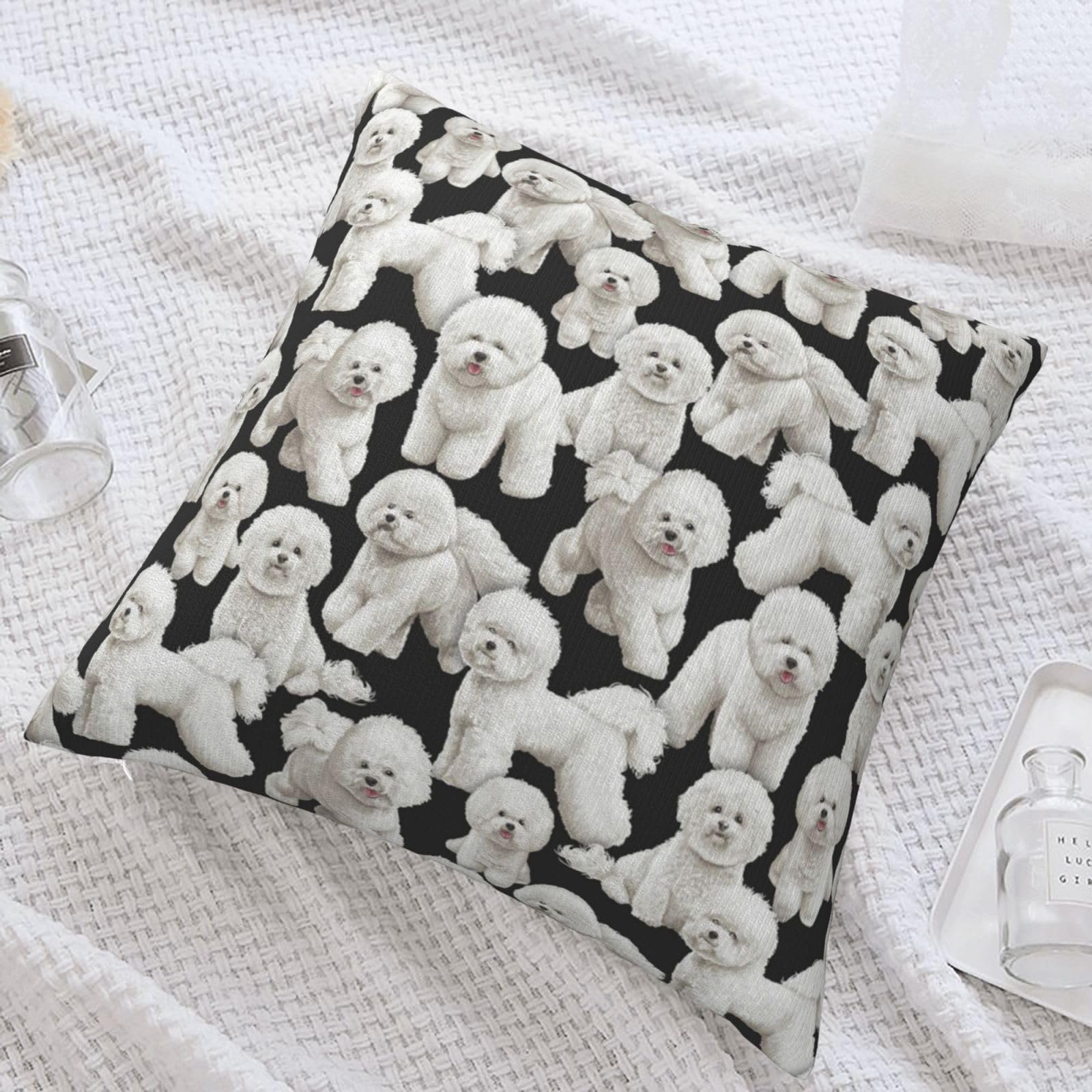 Amazon.co.jp: ビション・フリーゼ 犬柄 クッションカバー 45×45cm