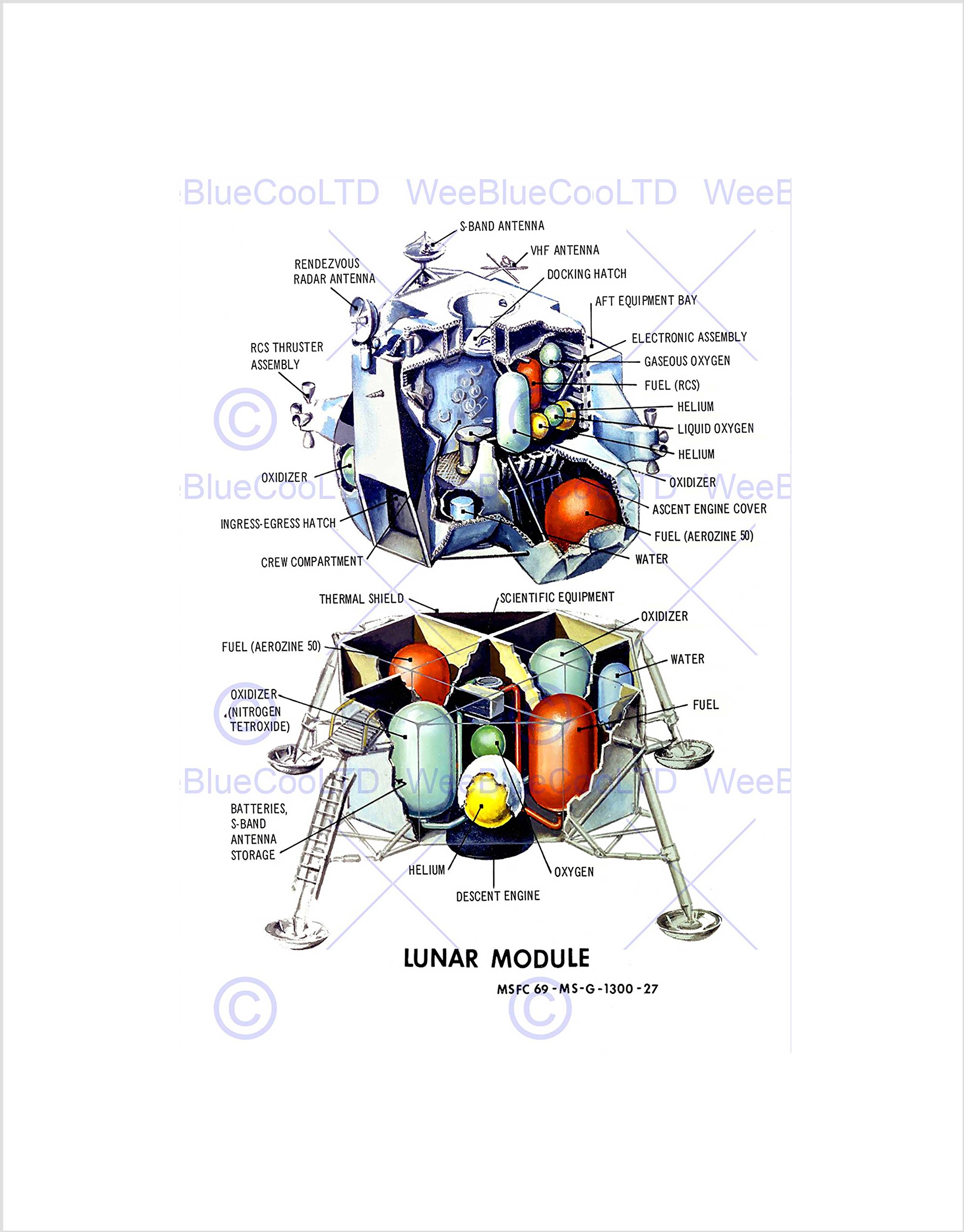 Wee Blue Coo Space 1968 Apollo Lunar Excursion Module Wall Art Print