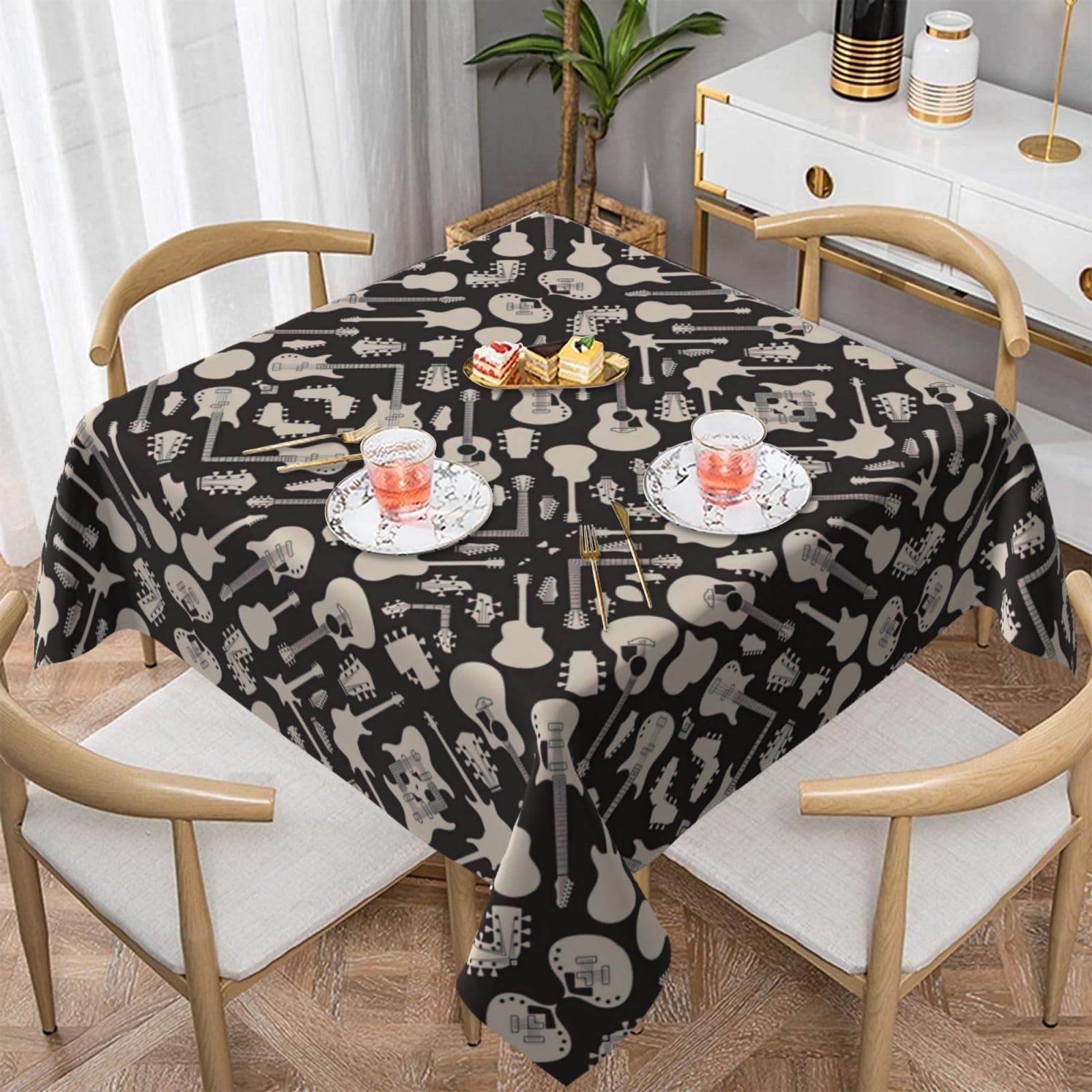 Nappe carrée imperméable anti-tache pour table de repas extérieure