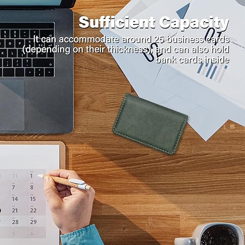Miniatura 8 de Cartera con bloqueo RFID, tarjetero minimalista de cuero para tarjetas de crédito (12-verde)
