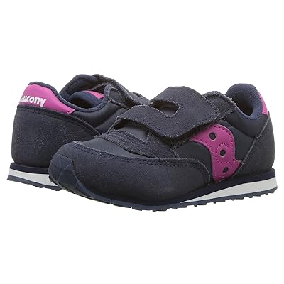 Saucony Kids Originals Jazz Hook Loop Sneaker (Toddler/Little Kid) Kids Shoes Navy/Pink