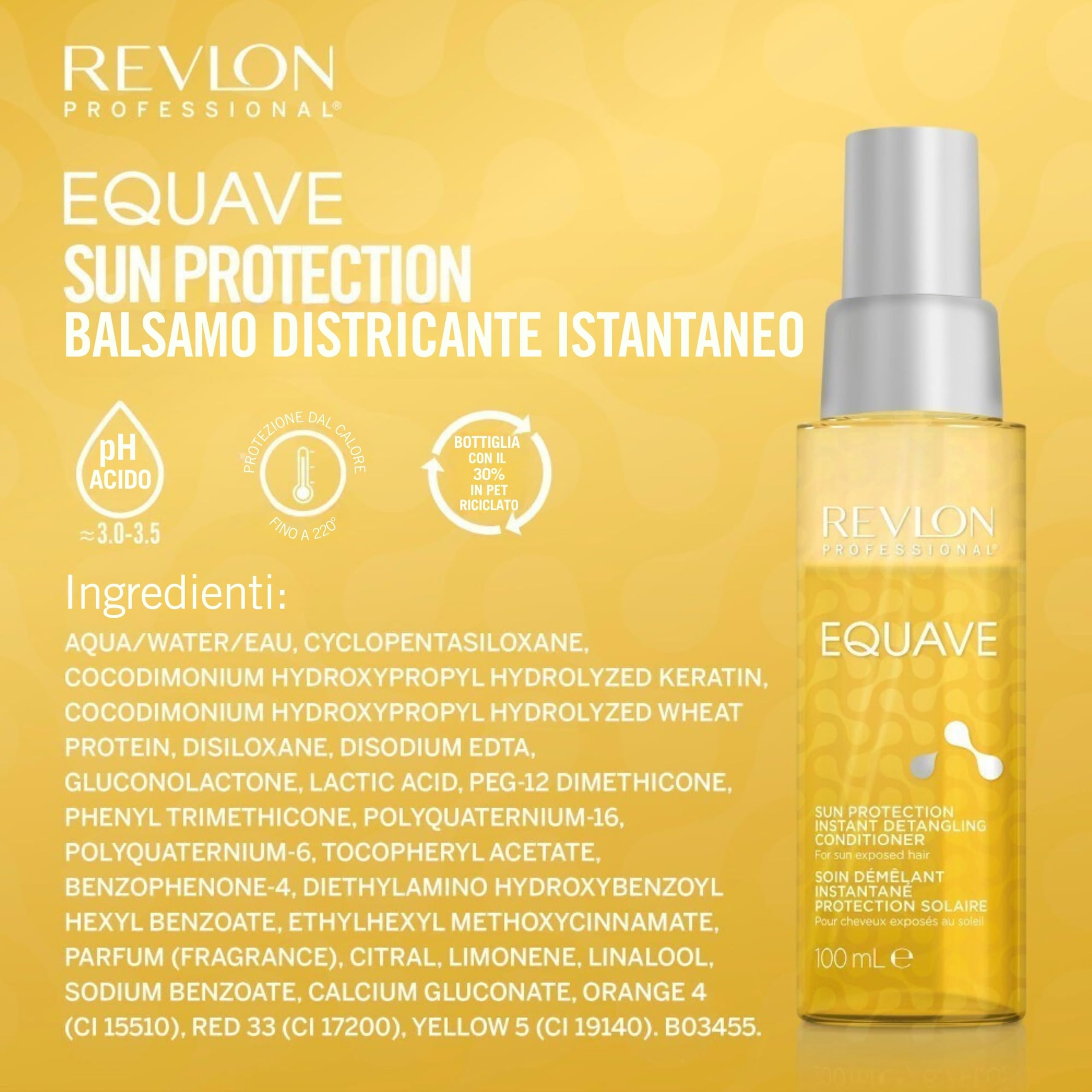 Revlon Professional Equave Sun Protection Bi-Phase Detangling Conditioner, Protezione UV Per Capelli, Protezione Solare Per Capelli, Balsamo Senza Risciacquo Sole Con Protezione, Districante – 100ml