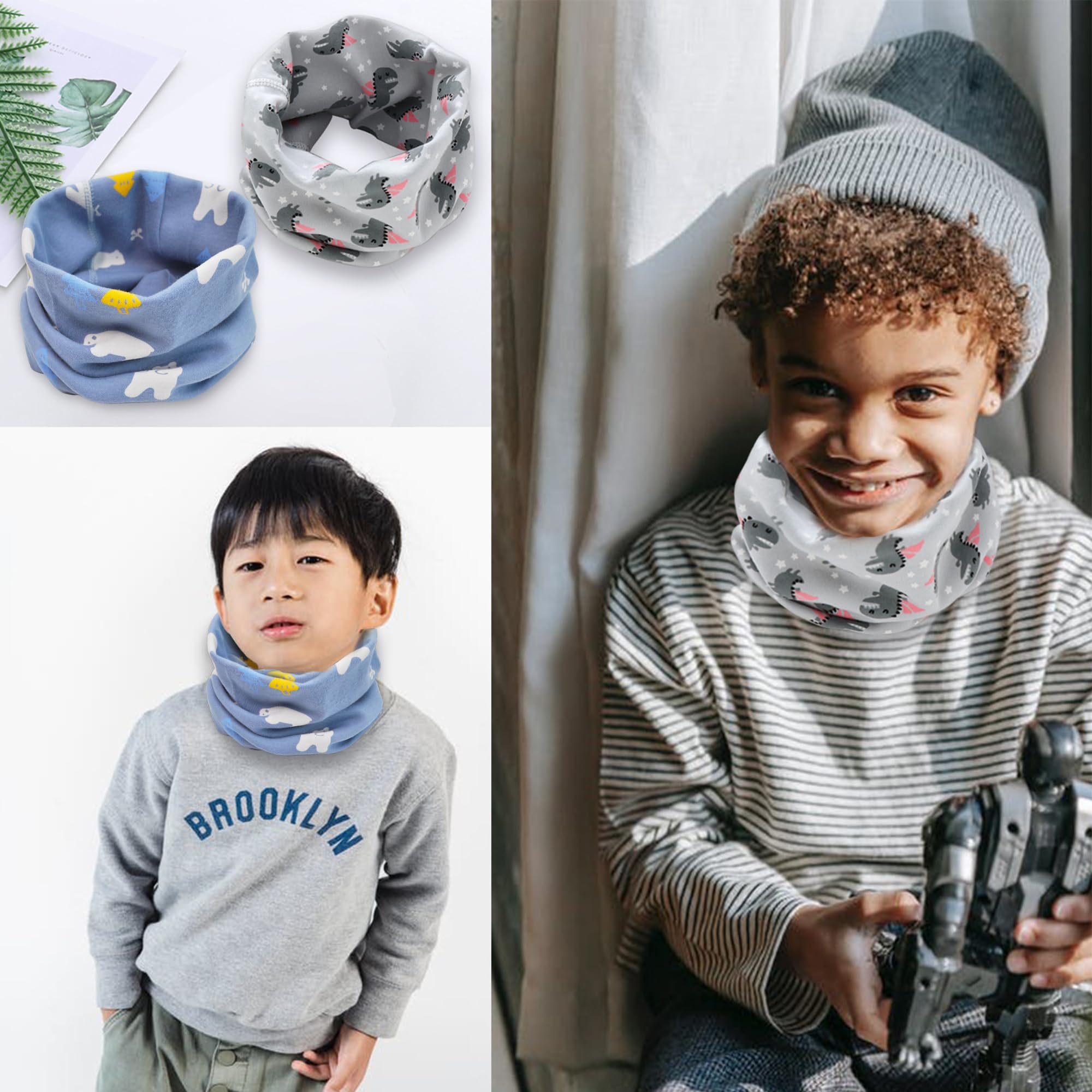 YMIFEEY 4 Pezzi Scaldacollo Bambino Cotone scaldacollo Sciarpa Bambini Scaldacollo Cotone Bambina Bambino Scalda Collo Bambini Multifunzione di Protezione per Bambini Ragazze e Ragazzi