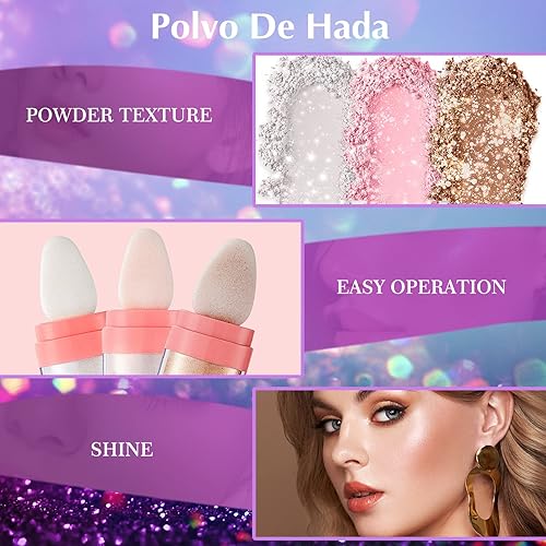 Miniatura 2 de Ofanyia Polvo de resaltador polvo de Hadas Highlight Patting Powder brillo corporal brillante brillo tridimensional Sparkle Patting Powder para cara
