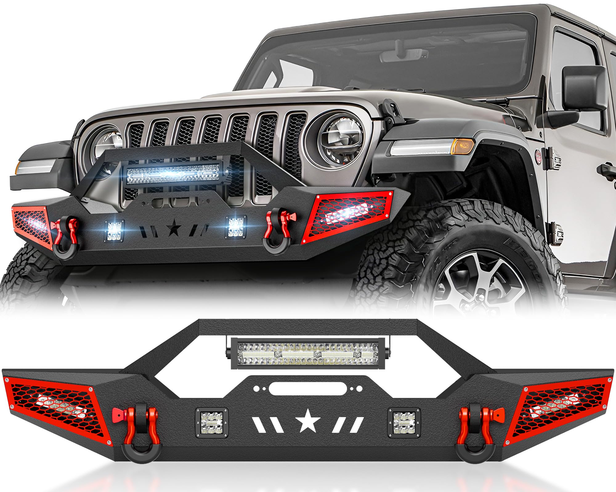 YZONA Front Bumper Compatible with Jeep Gladiator JT 2020-2026 Black