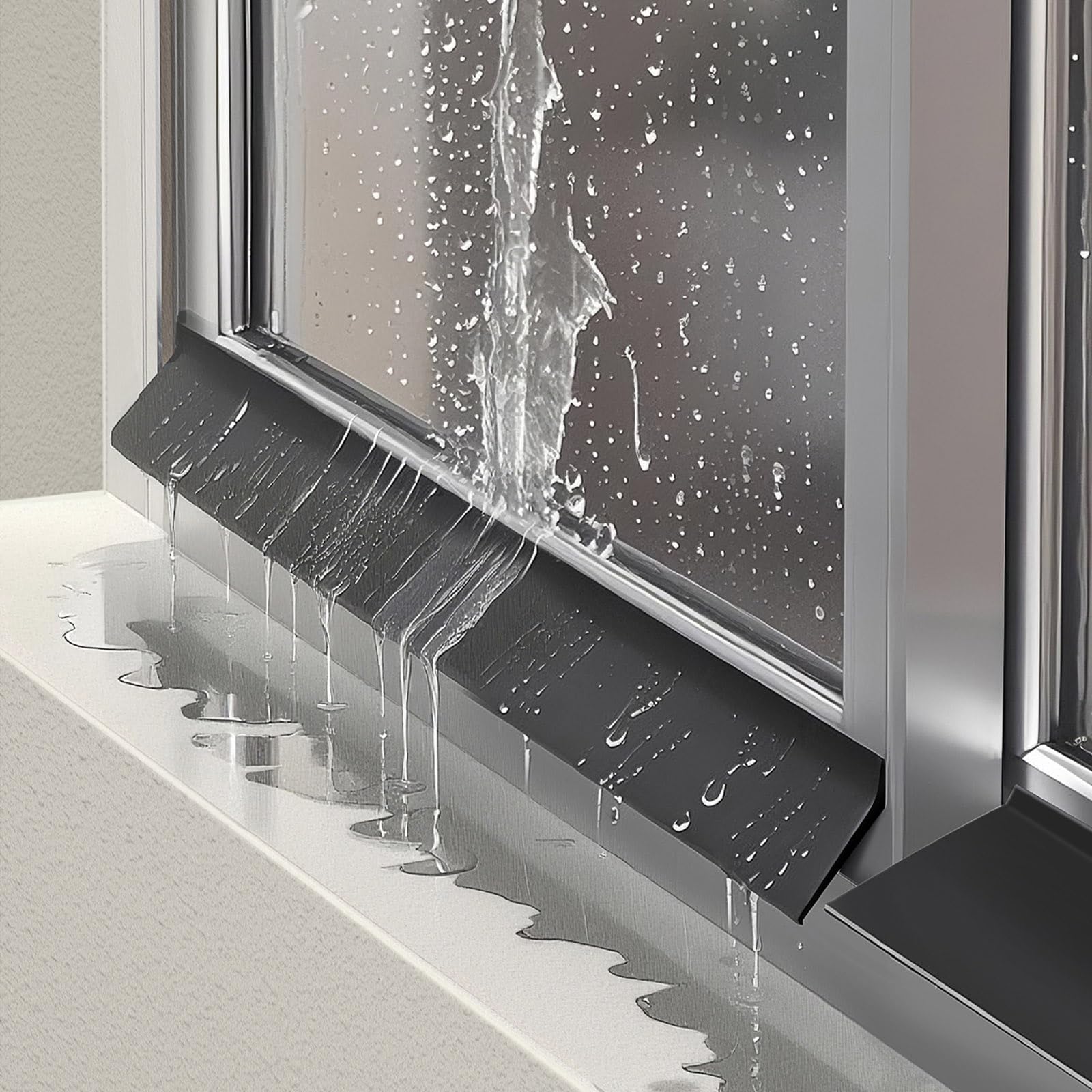Wasserdichte Fenster-Wetterleiste, Schwarz Regenschutzleiste Für Fenster Und Türen Selbstklebende Gummi-Abdichtung, Hochflexibles, Für Vor Wassereintritt An Fensterrahmen Fensterbänken(5.5cmx5M)