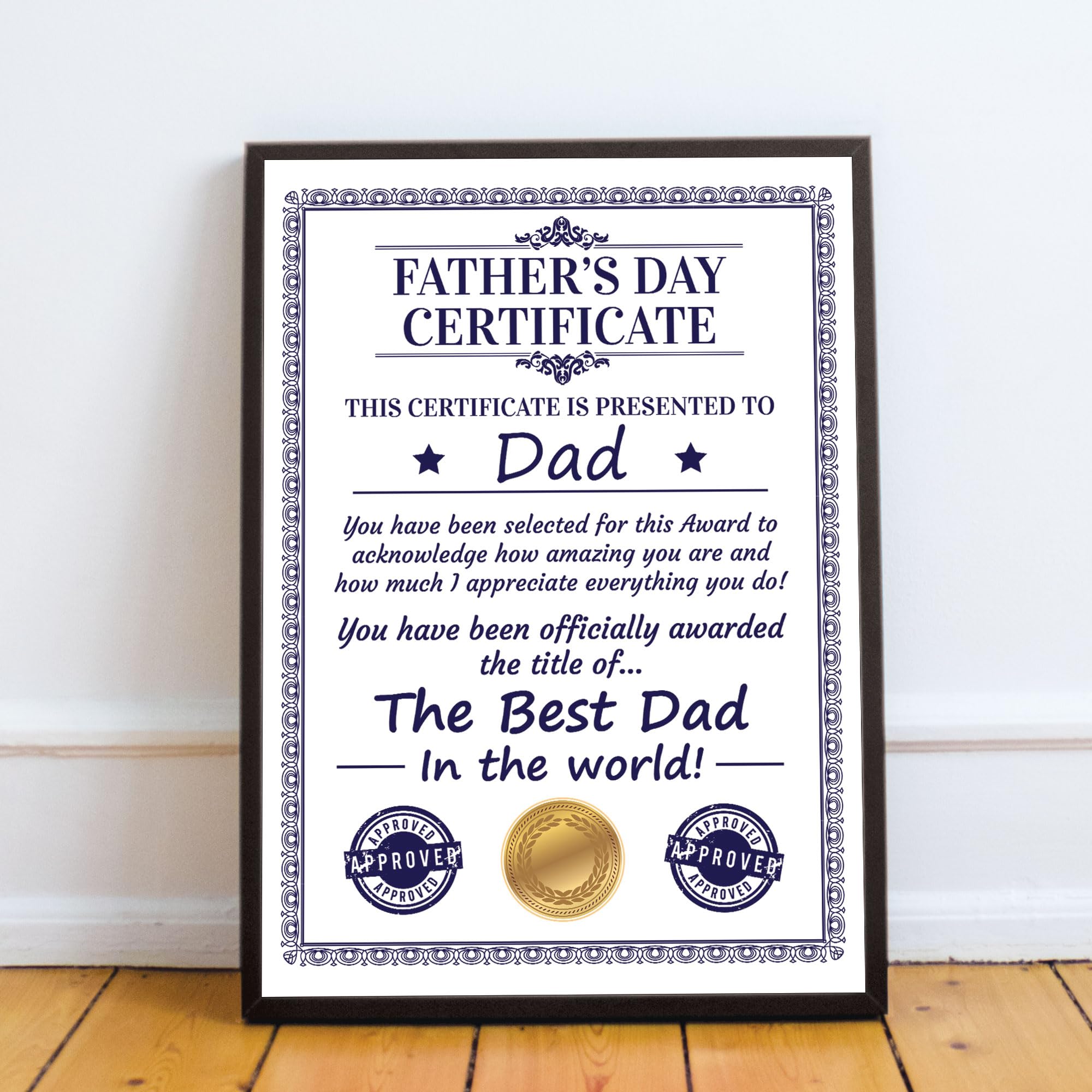Red Ocean Multicoloured Print Only Or Framed Print Dad Certificate For Fathers Day Gift For Dad From Daughter Son Gift Thank You Gift (2)