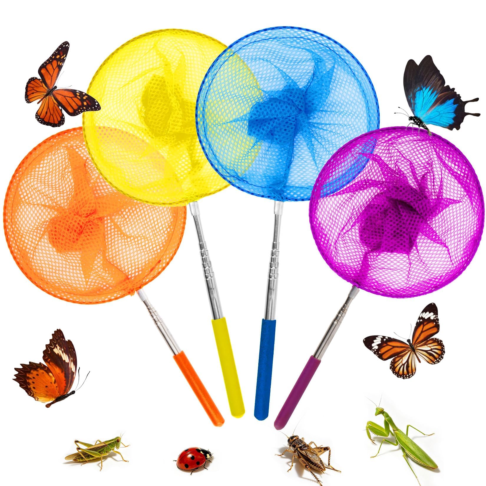 butterfly fishing net 4 Pack Telescopic Nets The plastic handle and simple construction make the net well suited for regular outdoor use in a variety of settings Butterfly Fishing Nets