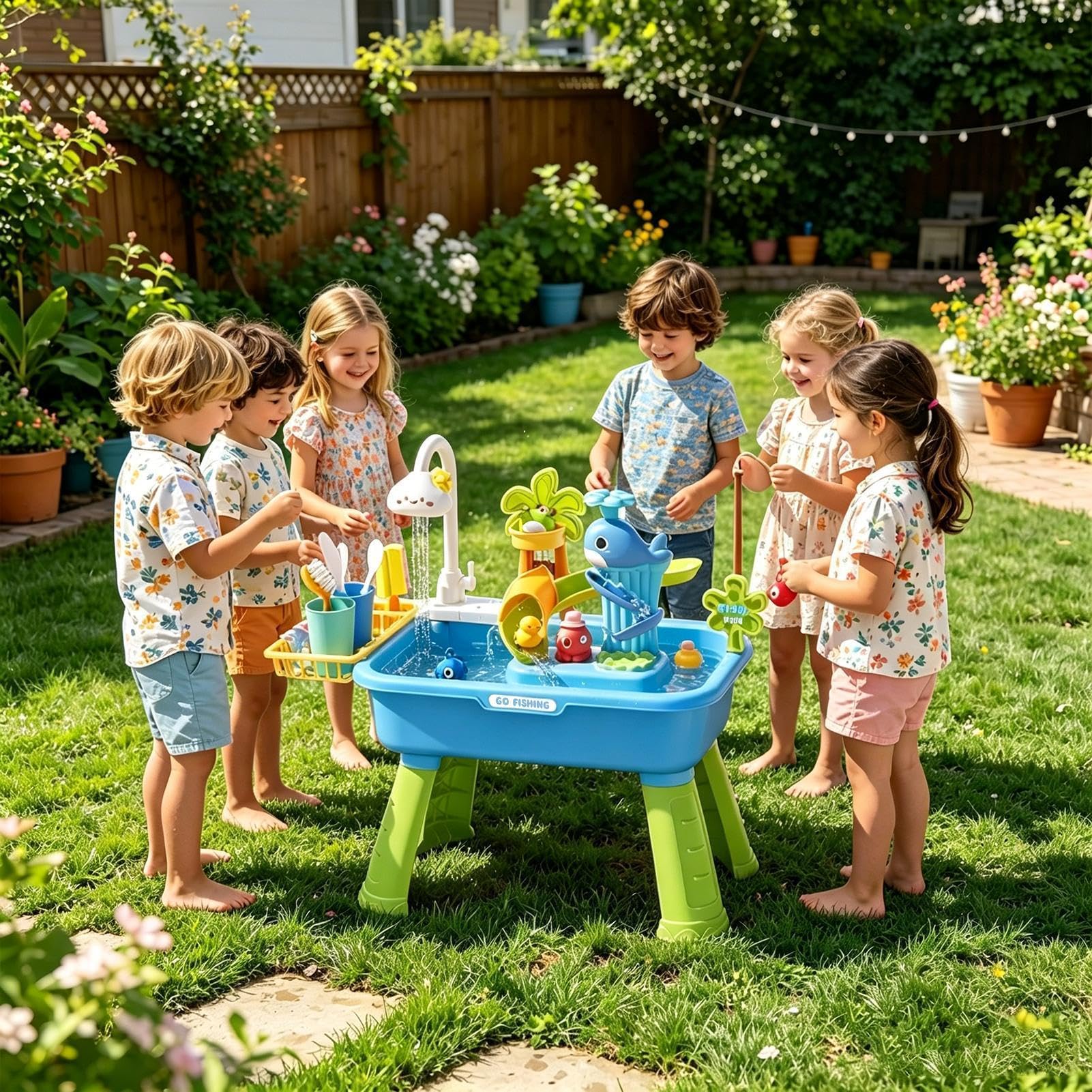 Outdoor Wasserspieltisch Sommerspielzeug | Sommer Outdoor Spielzeug für draußen Für Mädchen Vorschulkinder Terrasse Camping Zuhause Badezimmer Spielzimmer Urlaub