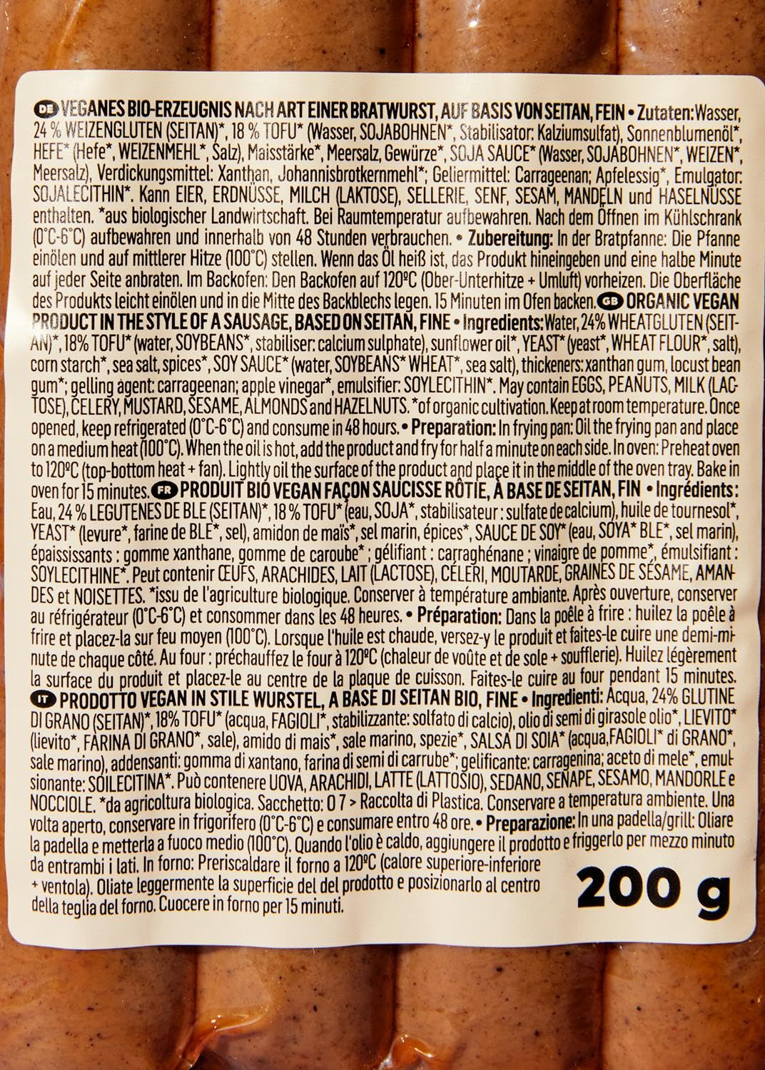 KoRo - Saucisse vegan "bratwurst" bio 12 x 200 g