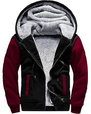 MACHLAB Men's Pullover Winter Workout Fleece Hoodie Jackets Full Zip Wool Warm Thick Coats