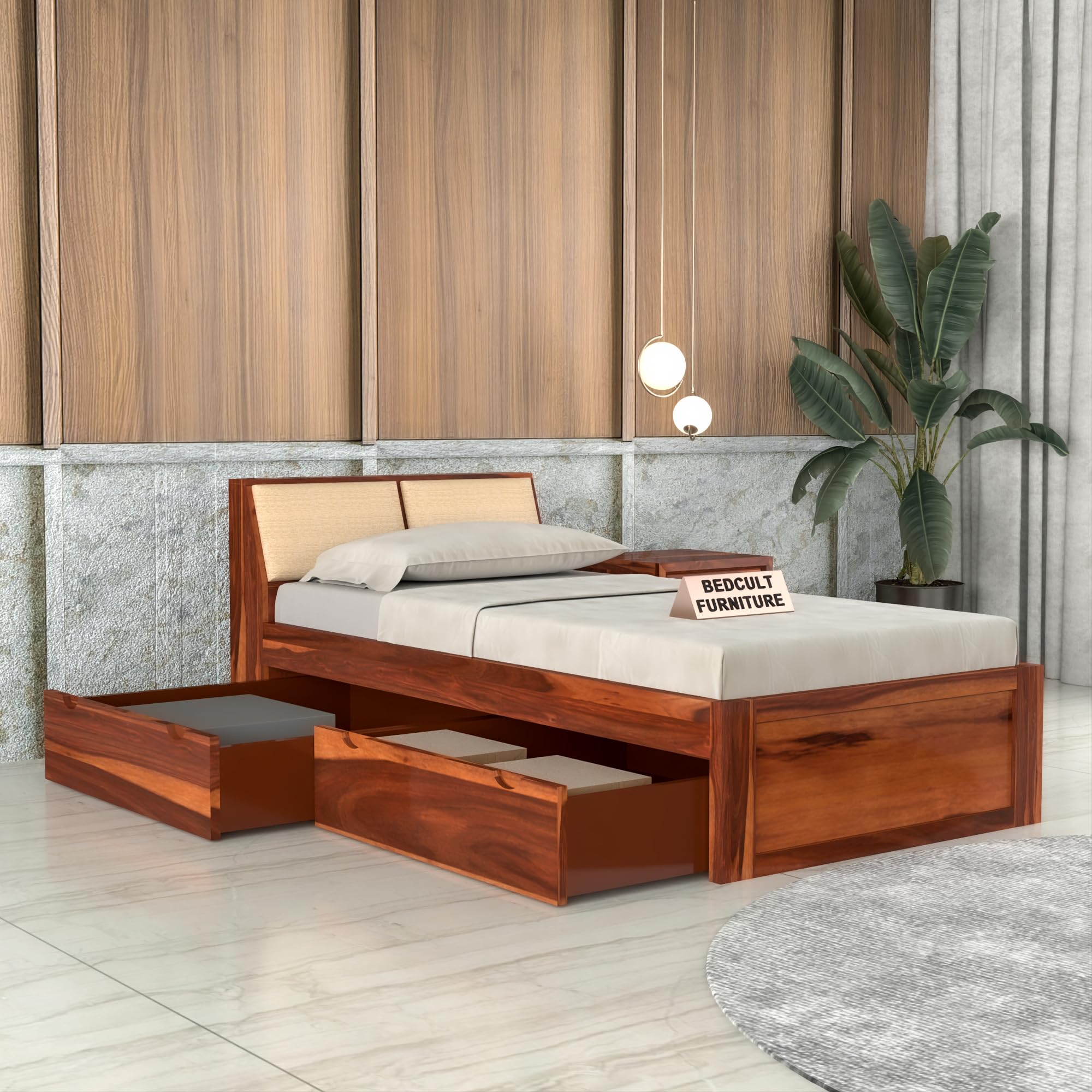 BedCult Furniture Solid Sheesham Wood Single Size Cot with Storage - 12 Months Warranty Comfortable Bed for Bedroom (Single 6ft x 3ft (72x36), Liam with Storage)-image-43