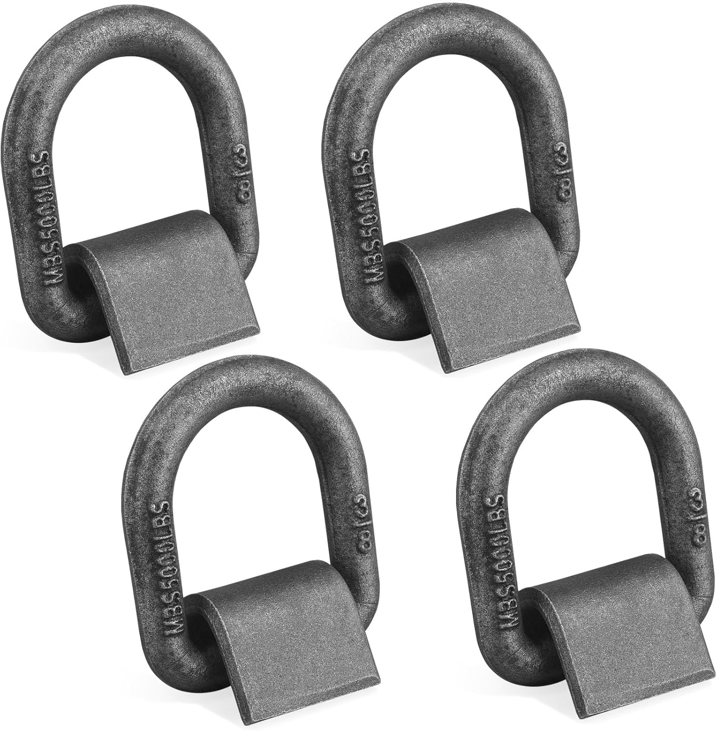 4 Pack Heavy Duty Weld On D-Ring for Trailer 1/2 Inch 12000 LBS. Stake Pocket D Rings Truck Tie Down Anchor, Black(1/2 Inch)