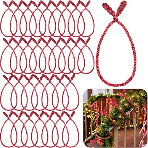 Miniatura 22 de Guirnalda de Navidad de 20 pulgadas, lazos decorativos de Navidad para barandilla, lazos giratorios reutilizables y flexibles para Navidad
