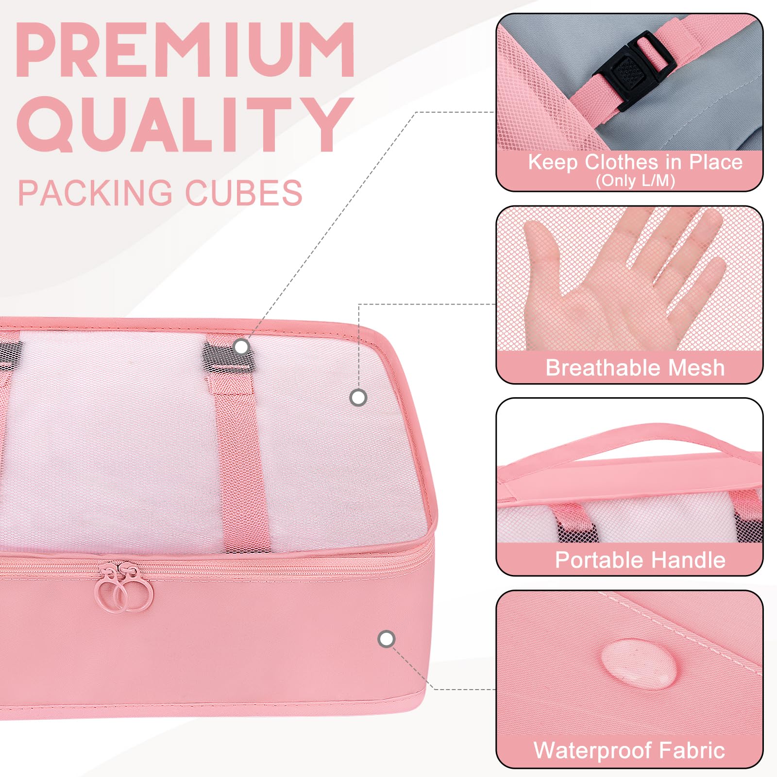 10 Set Packing Cubes for Travel, Travel Packing Cubes with Hanging Toiletry Bag and Shoe Bag, Luggage Organizer Bags for Suitcase Travel Essentials Women Men