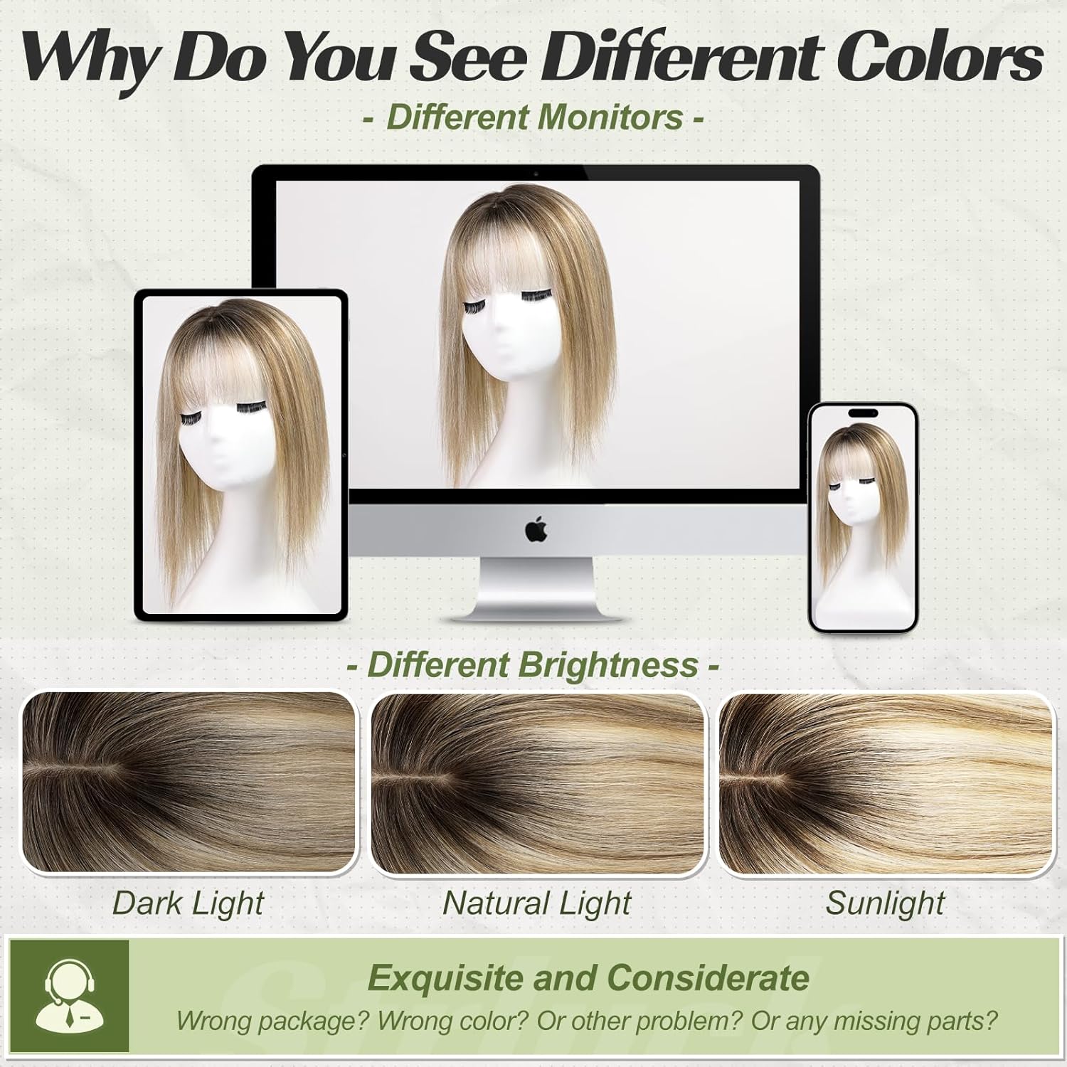 Starluck Real Human Hair Toppers for Women, 14 inch with Bangs, 5"x5.5" Base, Brown with Blonde Highlight, Covers Thinning Hair & Grey