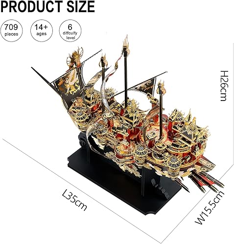 Miniatura 6 de Piececool Rompecabezas de metal 3D kits de modelos de barco para construir para adultos kit de construcción de modelo de barco rompevientos