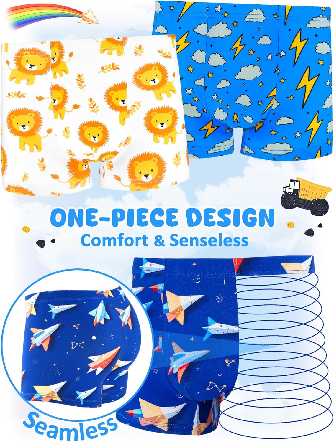 Boys Underwear,Soft Cotton Tagless Panties for Toddlers' & Little Kids' Comfort,Breathable Boxer Briefs 6-Pack - Image 3