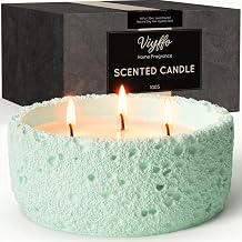 Viyffo 3 Wick Large 20oz Eucalyptus & Peppermint Scented Candle, Non Toxic Soy Candle for Women & Men, Matte Mint Green Ceramic Jar Perfect Luxury Home Fragrance, Elegant Spring Decor & Gift