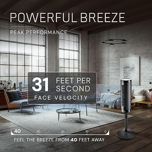 Miniatura 3 de LASKO Ventilador de torre ajustable de elevación de 42 a 54 pulgadas, ventilador de pedestal, flujo de aire de 31 piess, silencioso 28 dB,