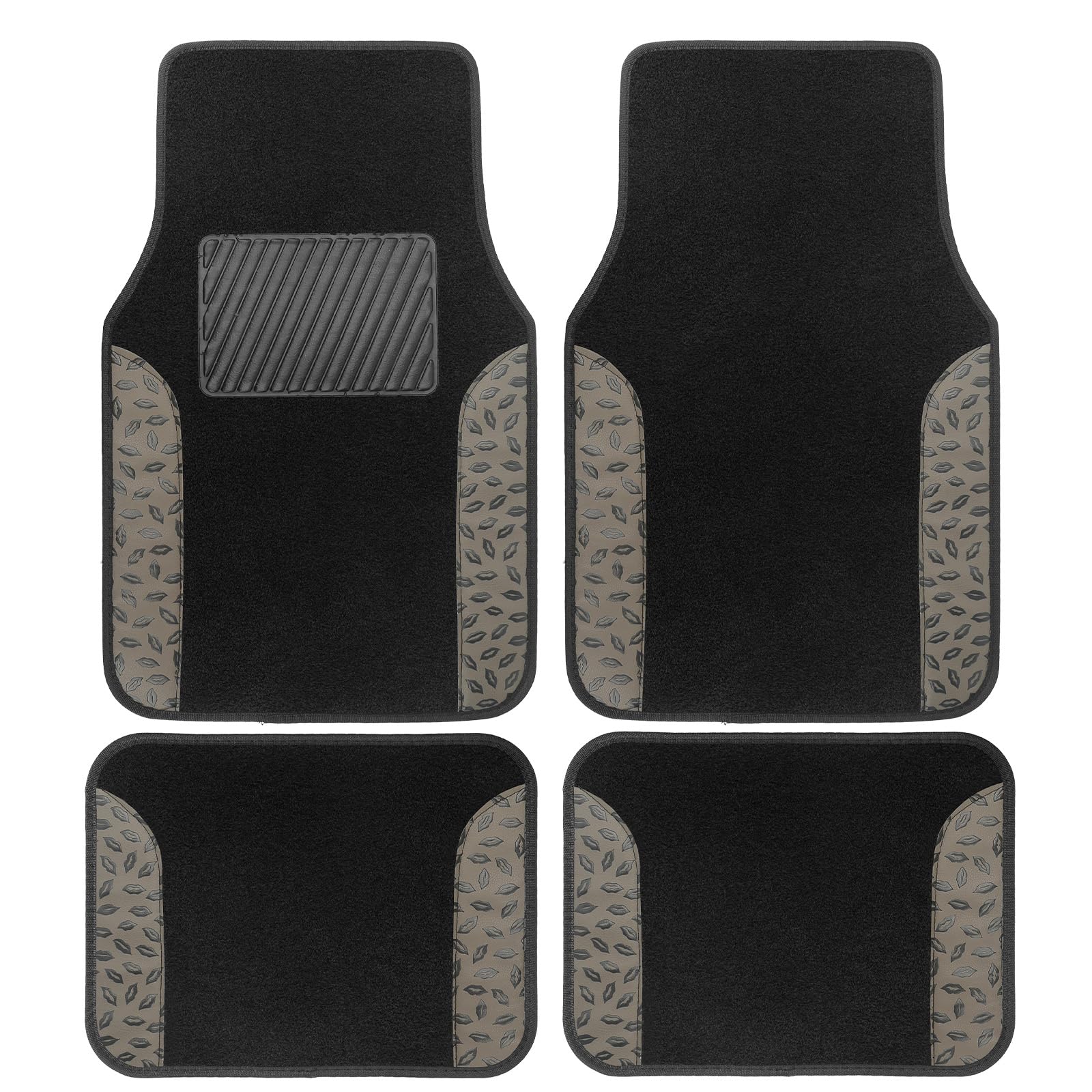 Photo 1 of GSPSCN Sexy Lip 3D Print Carpet,Premium Two-Tone Leather Car Floor Mats with Anti-Slip Heel Pad,Fashion 4Pcs (Gray)