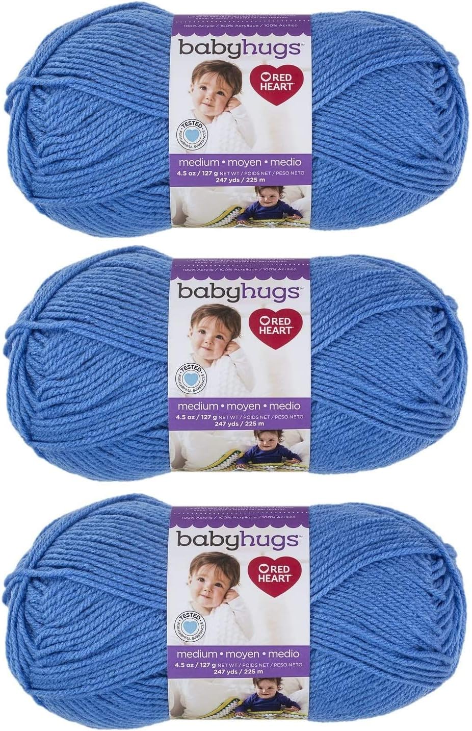 Red Heart Baby Hugs Medium Yarn, E404, 4.5 Oz, Bluie 3