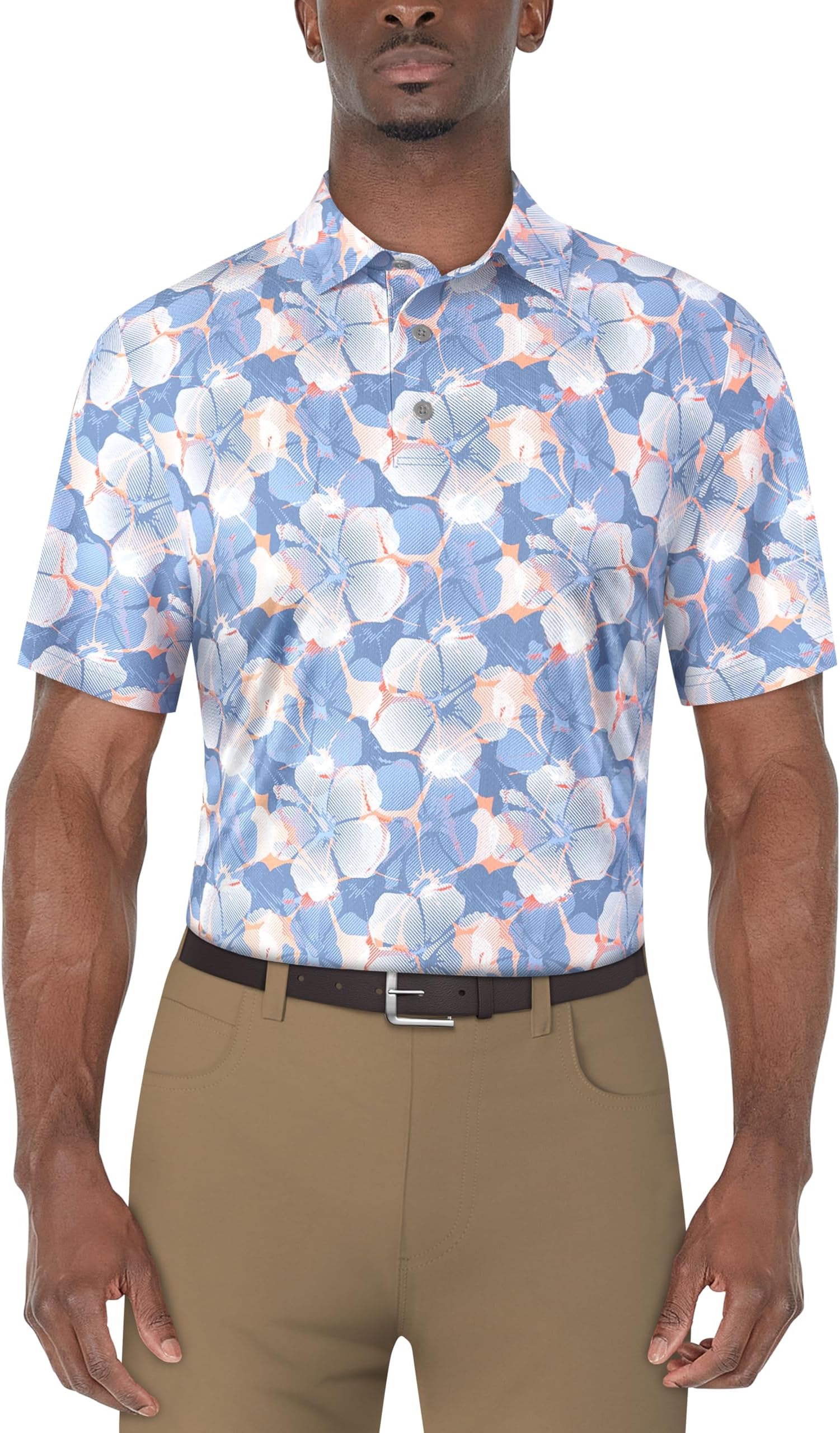 mens Men's Short Sleeve Hibiscus Print Golf Polo Men's Short Sleeve Hibiscus Print Golf Polo (pack of 1)