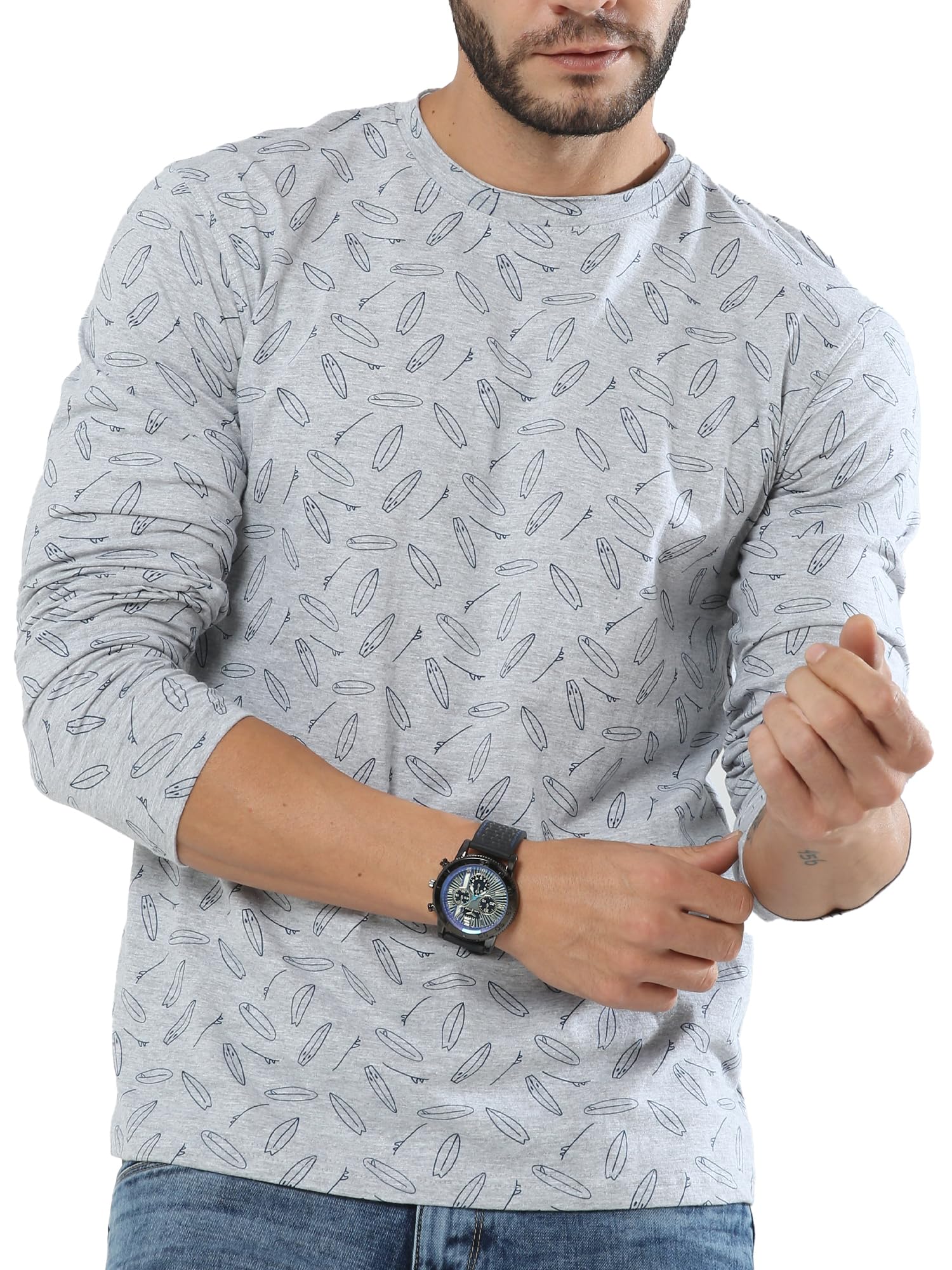 fanideaz Mens Soft Cotton Surfer Printed Tshirts for Men Torn Style Neck Tshirt for Man Stylish Casual Wear Round Neck t Shirt for Man Full Sleeve Branded Comfortable Fit-picture-56