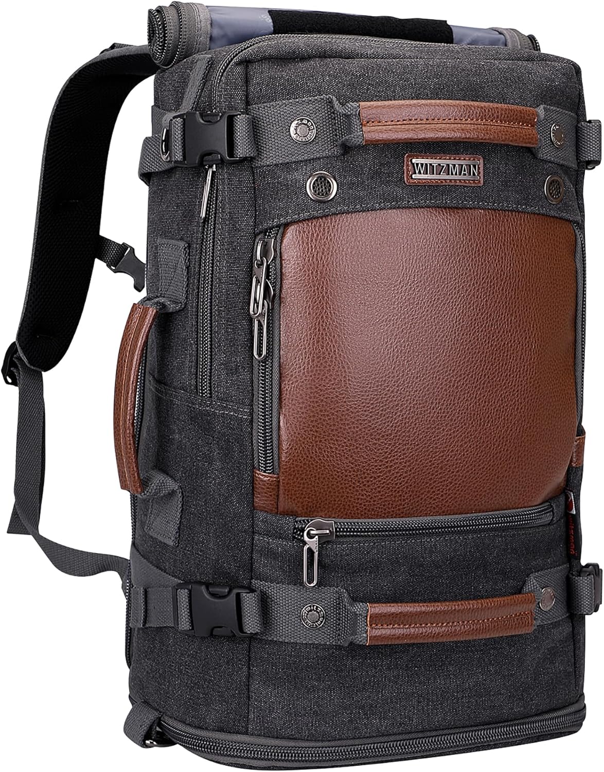 WITZMAN Travel Backpack for Men Women Carry on Luggage Backpack Canvas Rucksack Duffel bag with Shoe Compartment(A2020 black)