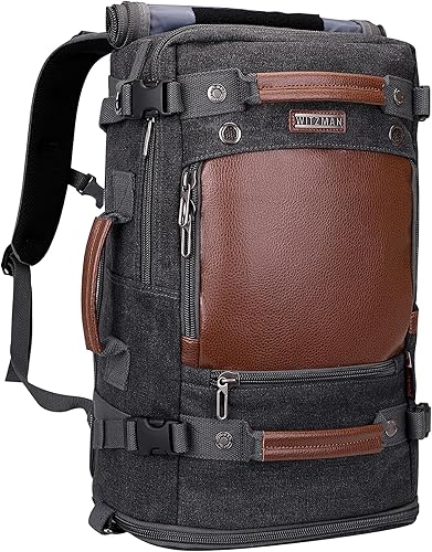 WITZMAN Mochila de viaje para hombres y mujeres, mochila de equipaje de mano, mochila de lona, bolsa de lona con compartimento para zapatos,