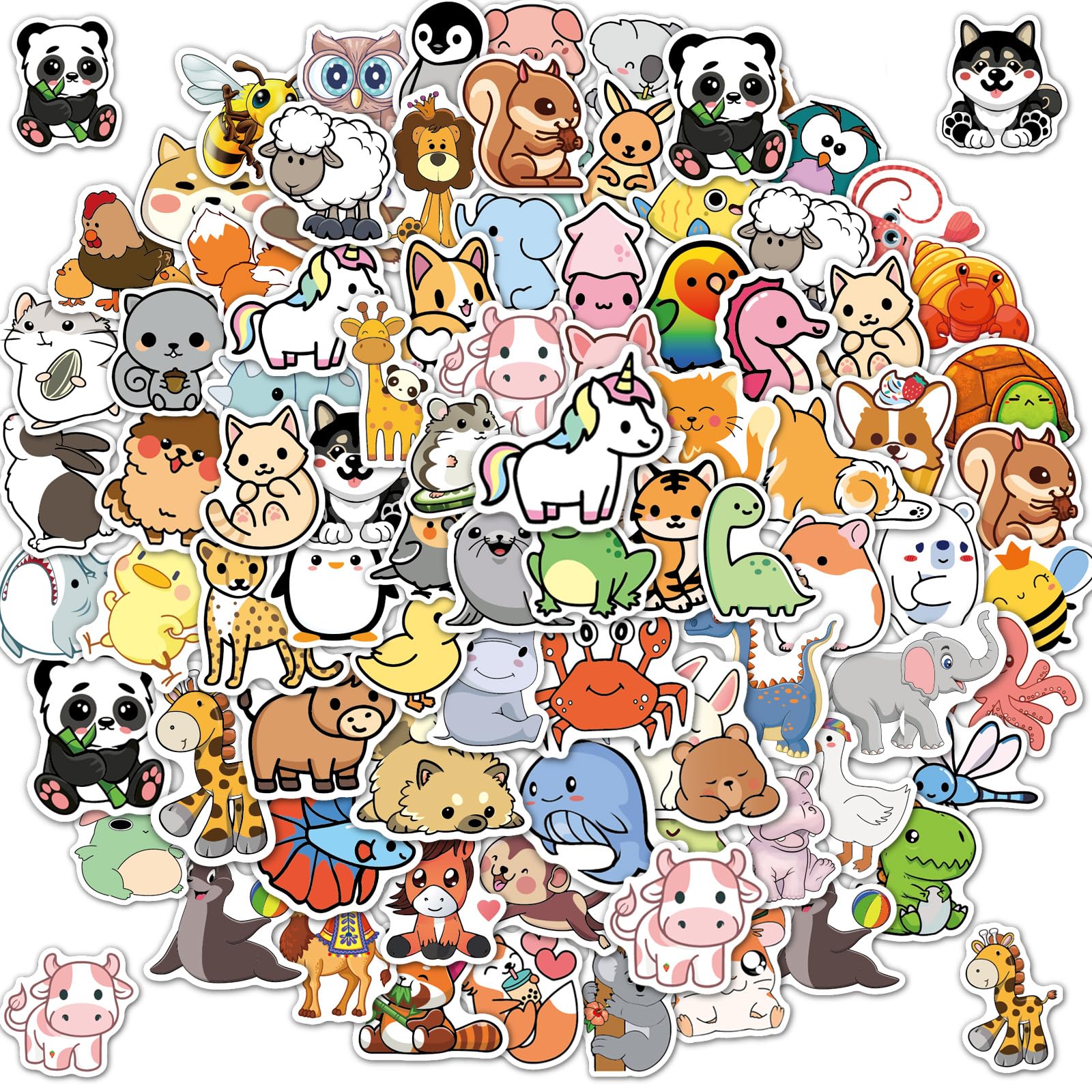 100 Pcs Animal Stickers for Kids - Cute Animal Stickers Cute Gifts for Girls Boys - Waterproof Vinyl Sticker for Kids Waterbottle Laptop Guitar Classroom Prizes for Elementary Students