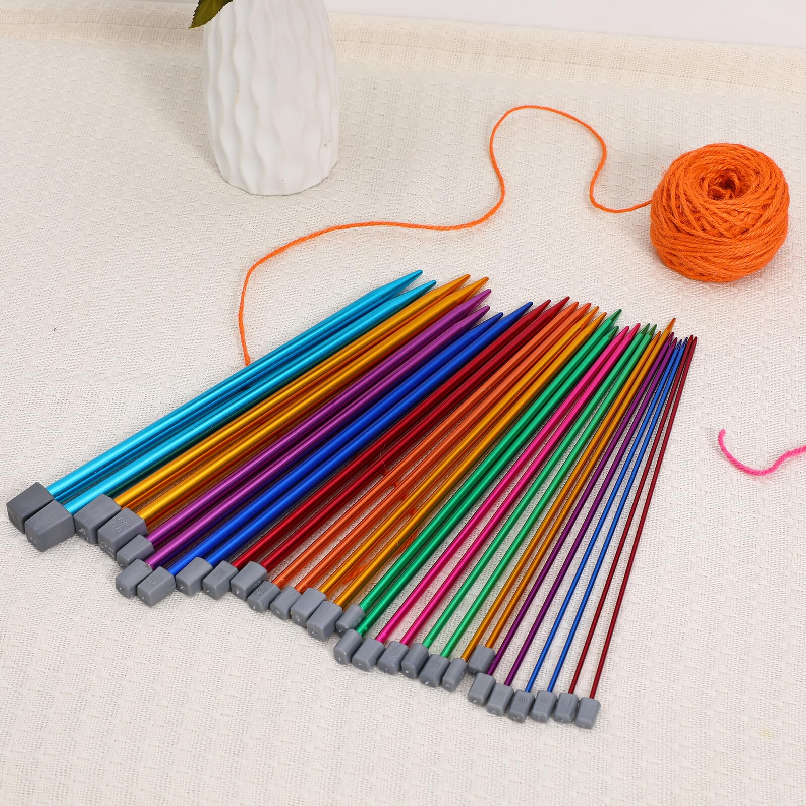 DOITOOL Agujas De Tejer De Aluminio Para Principiantes De Palitos Para Tejer Suéteres Bufandas y Gorros Agujas De Punto Portátiles