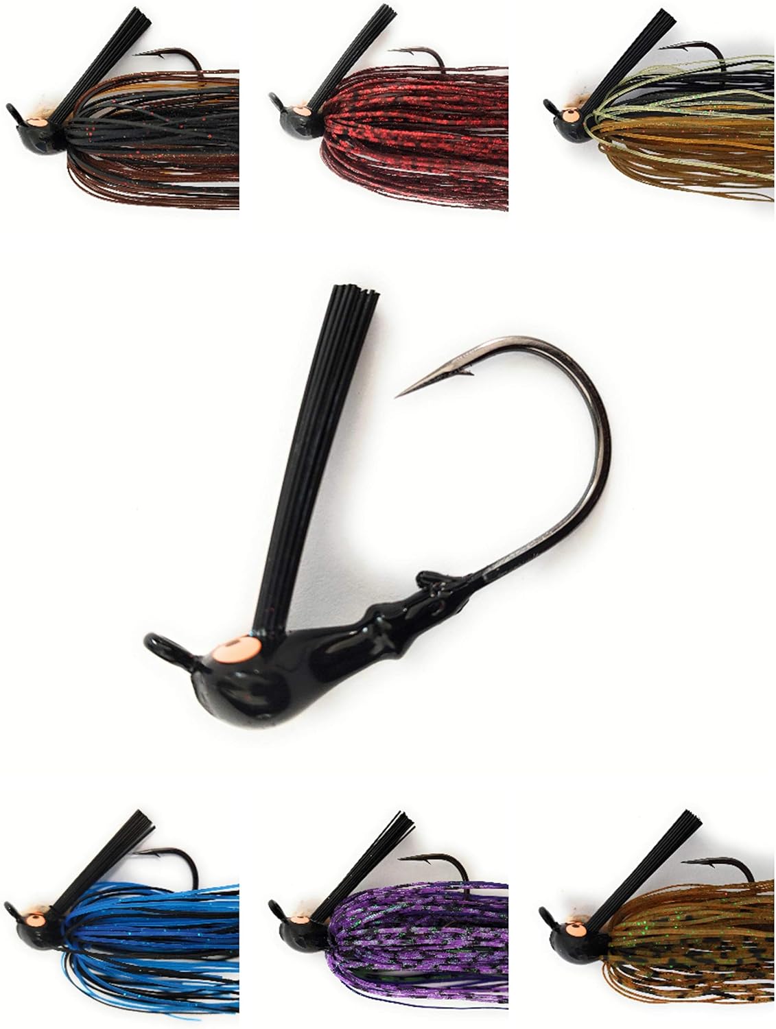 6 Pieces Bass Jigs for Bass Fishing Pack Bulk Set Kit