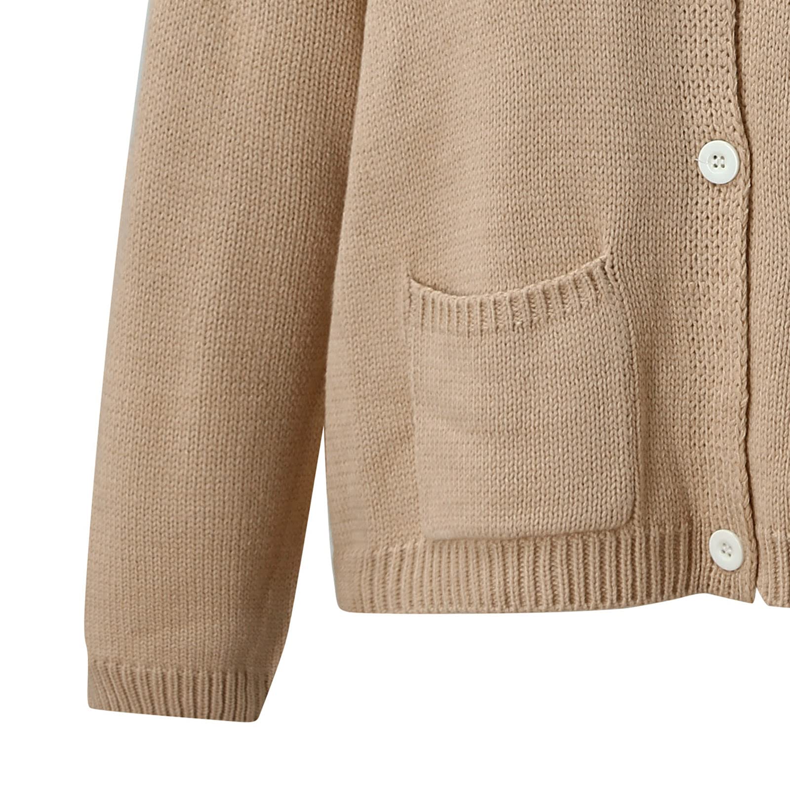Generisch Cárdigan de mujer, invierno manga larga cuello alto abrigo de punto suéter corto chaqueta con bolsillo