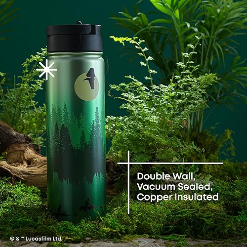 Miniatura 10 de JoyJolt Botella de agua con triple aislamiento con tapa de popote y tapa abatible. Botella de agua de 22 onzas, botella de agua de acero inoxidable