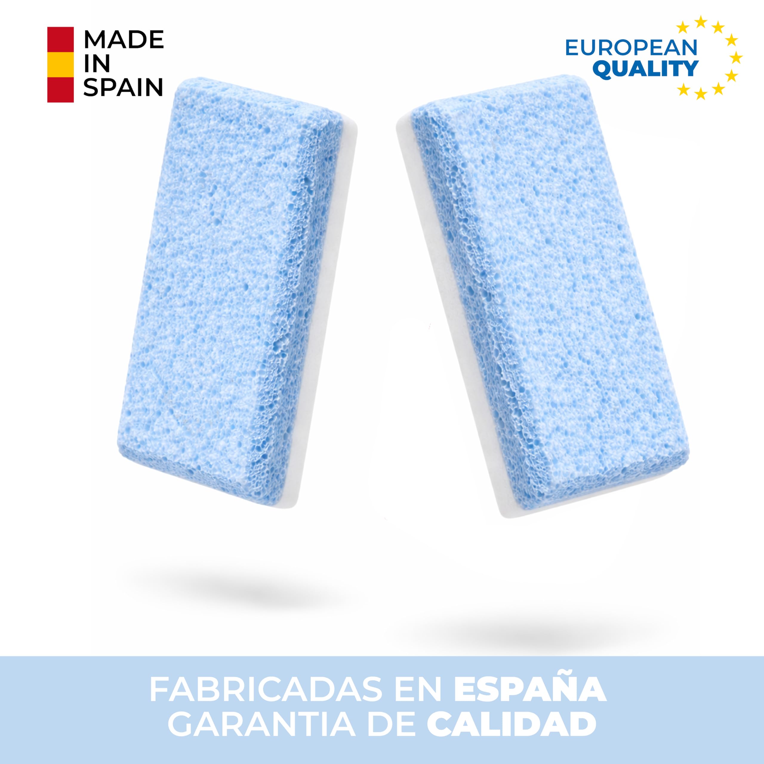 Piedra Pómez Doble Acción para pedicura - Elabella- Pack de 2 unidades - Elimina la piel dura de pies y manos y los suaviza - Lados biselados y estructura Siliglass