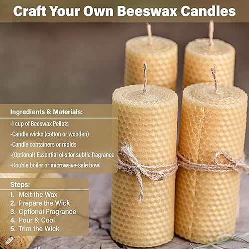 Miniatura 5 de Gránulos de cera de abeja blanca de 16 onzas / 1 libra, 100% puro y natural, triple filtrado para el cuidado de la piel, cara, cuerpo y cabello,