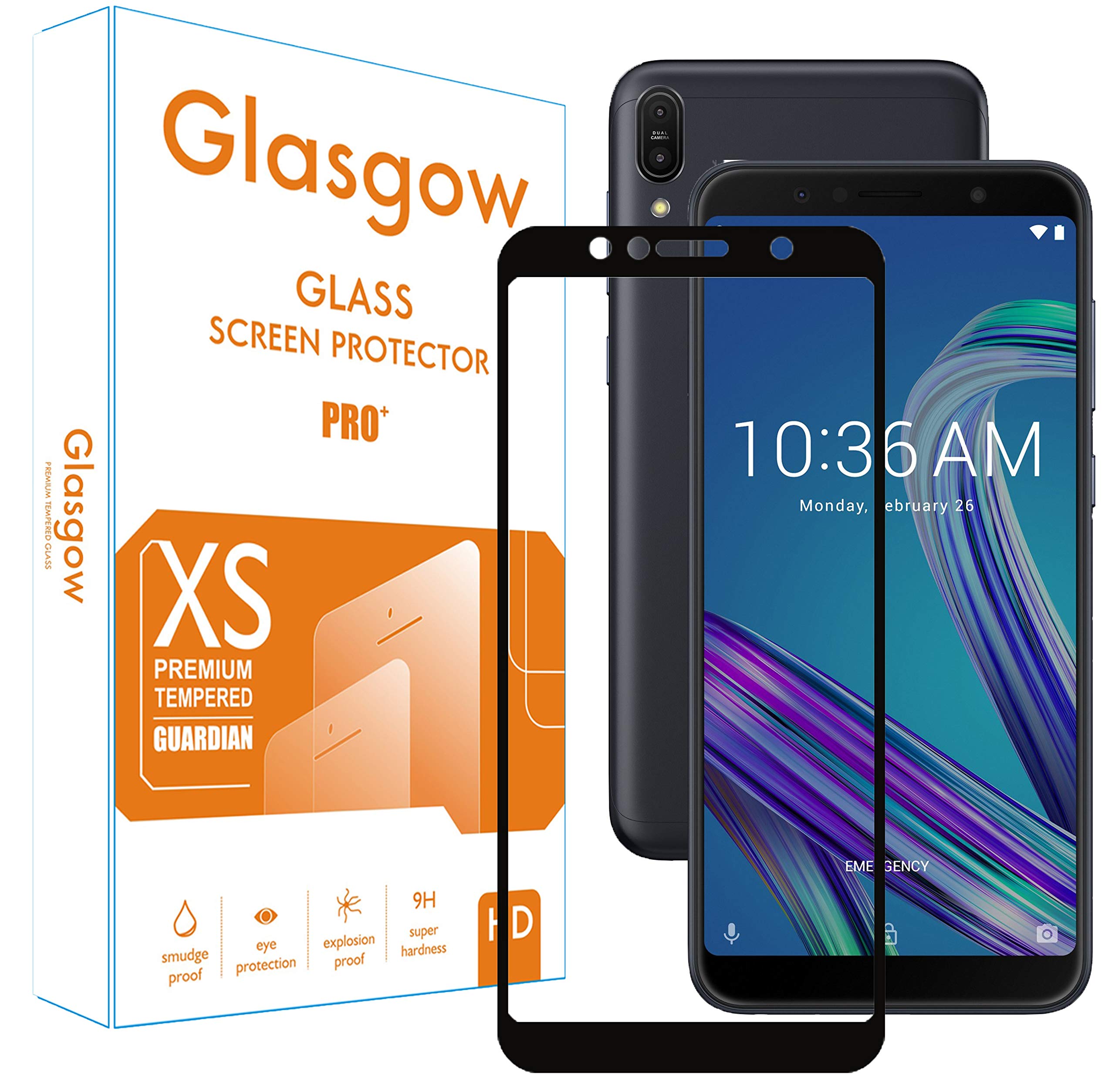 Glasgow Screen Protector for Asus ZenFone Max Pro M1 [Tempered Glass Guard with Edge to Edge Protection] [Gorilla] [Full Coverage] Easy Installation [Anti FingerPrint] - Black (B07X2SDD7C) Amazon Price History, Amazon Price Tracker