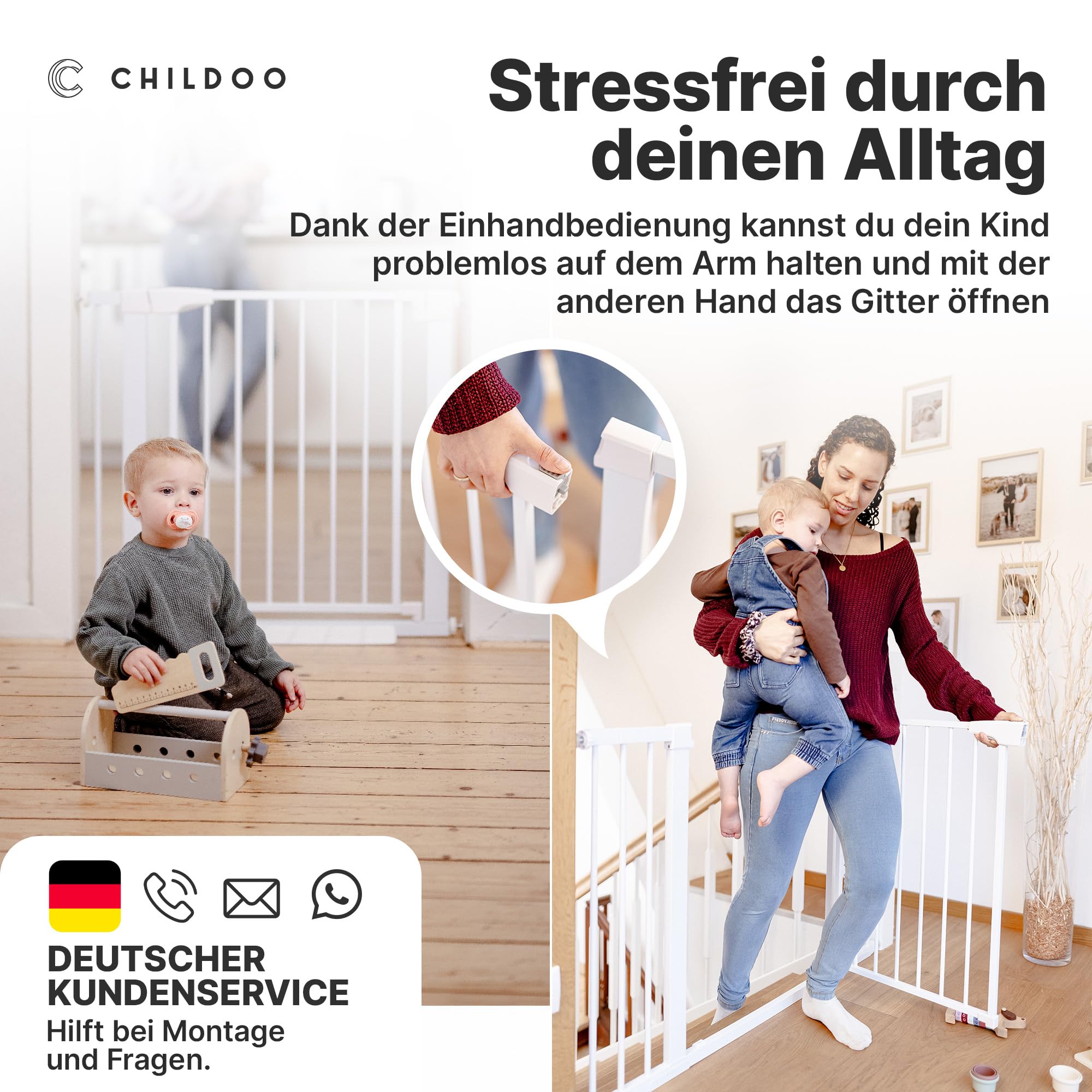 Treppenschutzgitter ohne Bohren GS-Zertifikat Türschutzgitter Baby Hunde Kinder Kinderschutzgitter