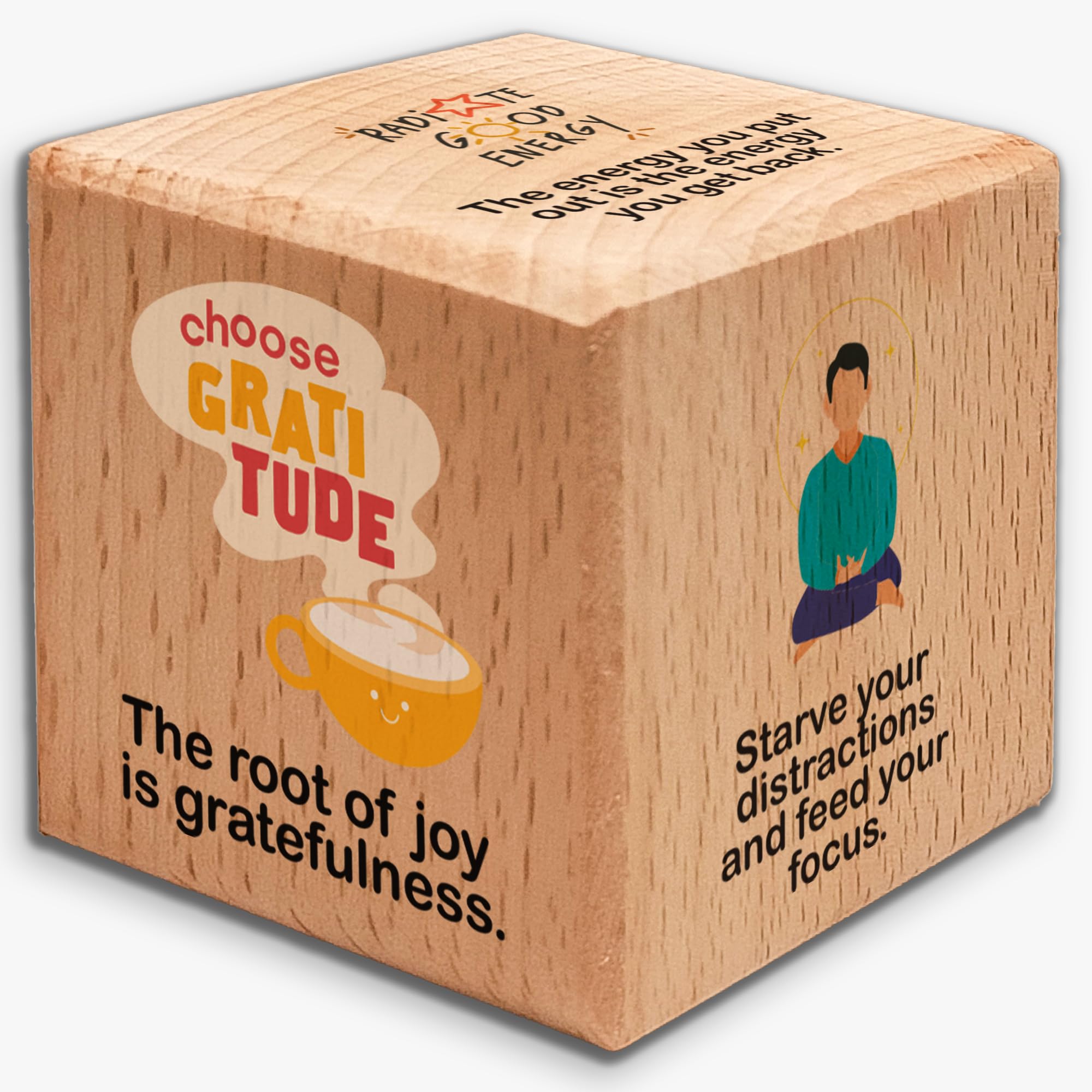 MOTIVATIONAL GIFTS Adult,Kid Focus Positivity Cube Inspirational Wooden Stylish Quotes For Table Decor Office Home Decoration