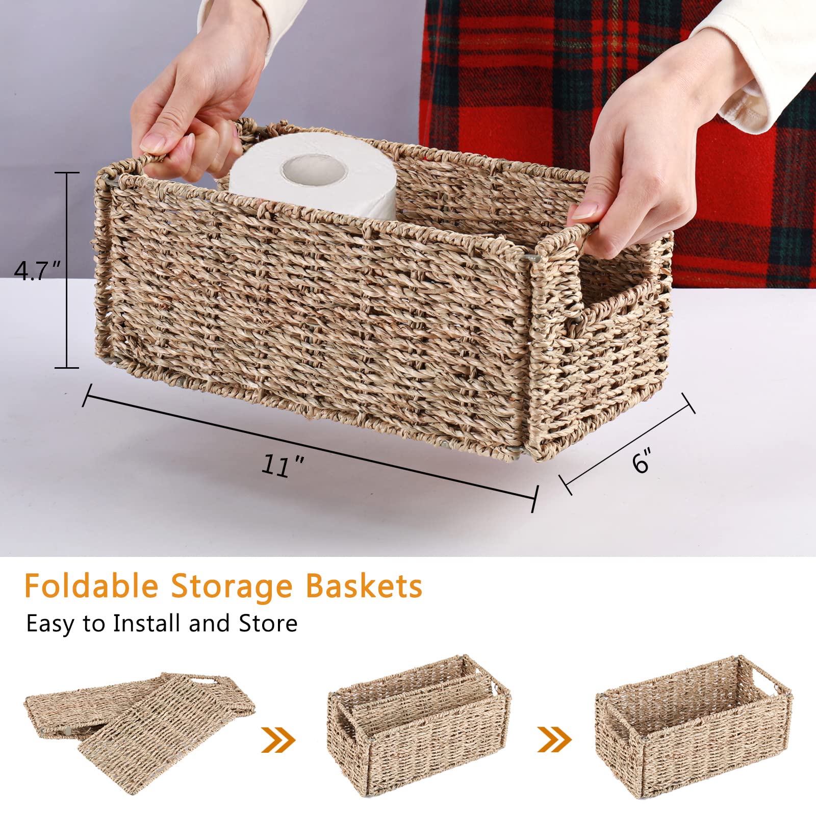 Small Wicker Storage Baskets, Vagusicc Seagrass HandWoven Storage