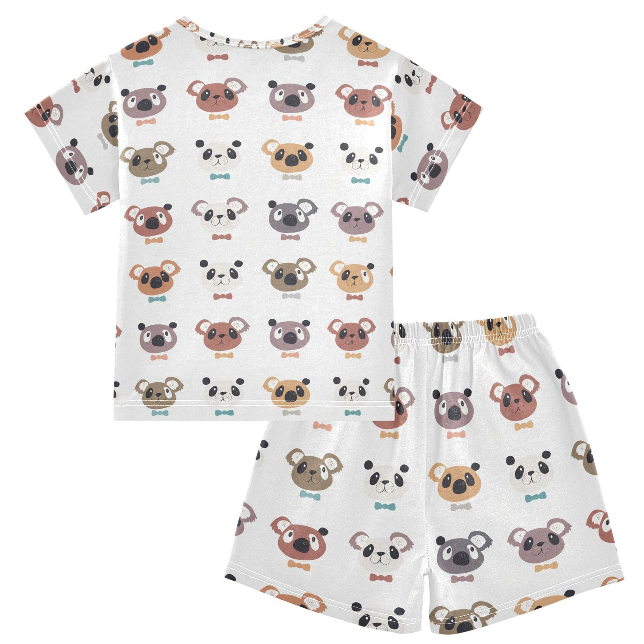 UMIRIKO Cute Teddy Bear Short Sleeve Pajamas Set Sleepwear PJs Nightwear B0404231