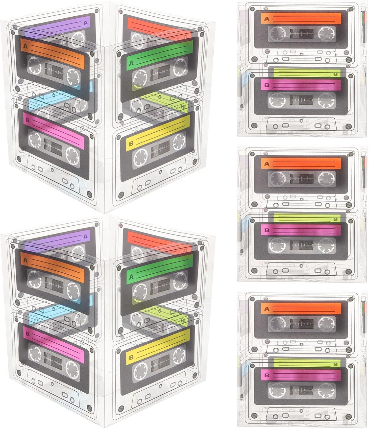 Gifts 5pcs Cassette Tape Bucket 80s Party Favor Boxes Plastic Candy