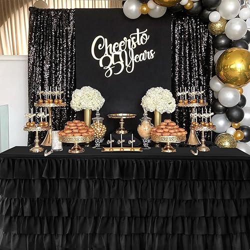 Miniatura 16 de Falda de mesa de 6 pies, mantel de arcoíris, tutú de unicornio, falda de mesa para mesa rectangular, decoración de fiesta de cumpleaños