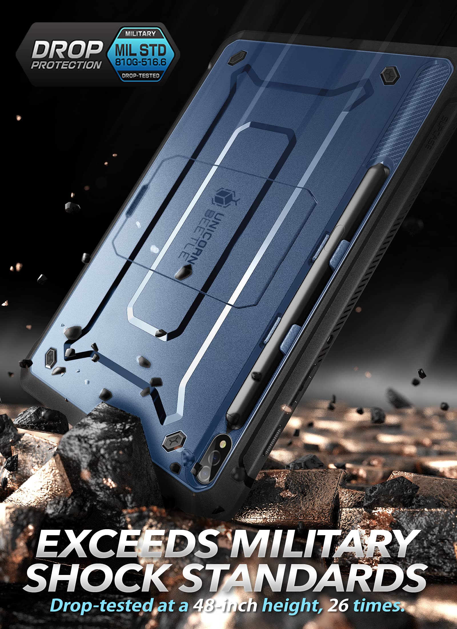 SUPCASE Unicorn Beetle Pro Series etui do Samsung Galaxy Tab S7 FE 12,4 cala (2021), wytrzymałe etui na całą obudowę z wbudowaną osłoną ekranu i uchwytem na długopis S (nachylenie)