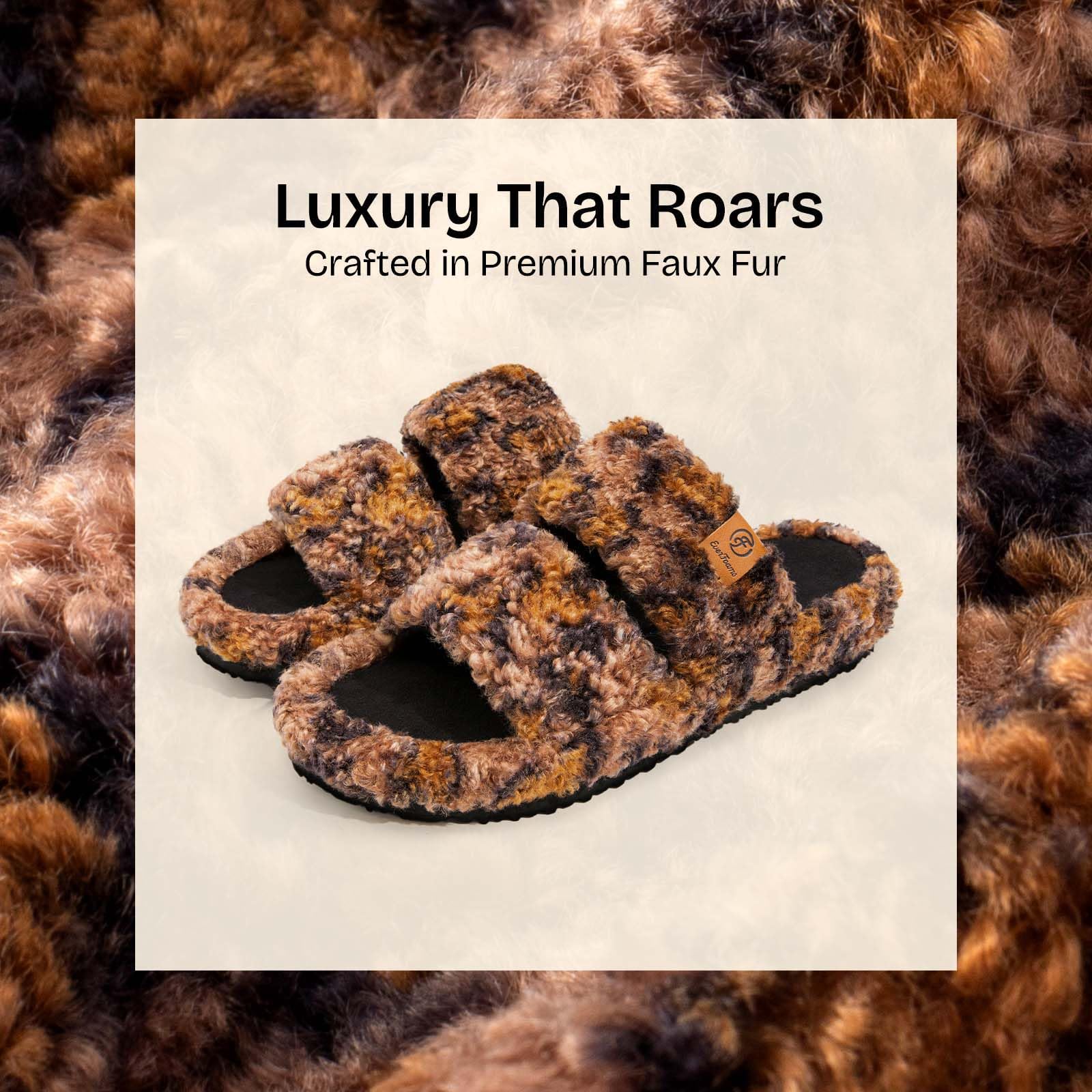 EverFoams Womens Fuzzy Open-toe Slippers Soft Comfy Memory Foam Indoor House Shoes: 7-8 Diva Spots